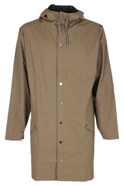 Shop Rains Drawstring Hooded Coat In Brown