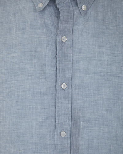 Shop Michael Kors Long Sleeved Linen Shirt In Blue