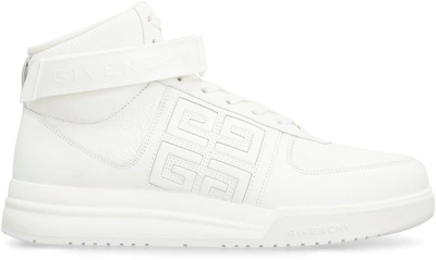 Shop Givenchy G4 Leather High-top Sneakers In White