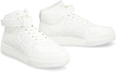Shop Givenchy G4 Leather High-top Sneakers In White