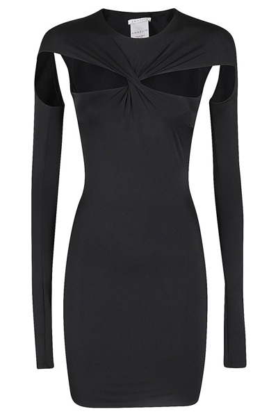 Shop Amazuìn Blake Twist Detailed Satin Mini Dress In Black