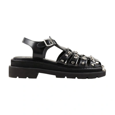 Shop Sandro Olys Studded Leather Sandals In Black