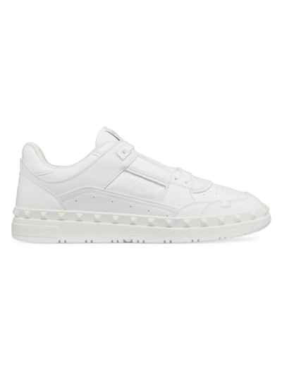 Shop Valentino Men's Freedots Low Top Sneakers In Calfskin In White