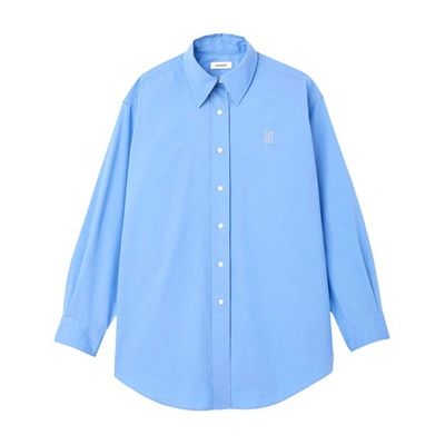 Shop Sandro Oversized Shirt In Bleu