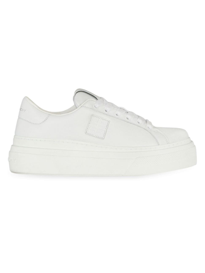 Shop Givenchy Women's City Platform Sneakers In Leather In White