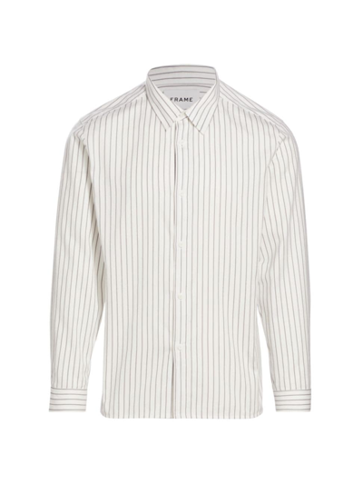 Shop Frame Men's Classic Stripe Button-front Shirt In Grey Stripe