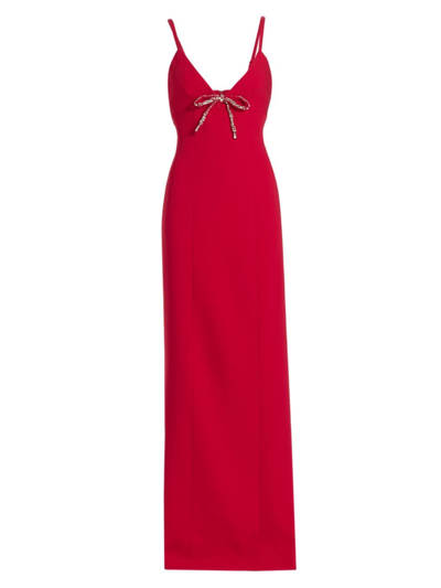 Shop Cinq À Sept Women's Adele Embellished Bow Gown In Warm Cranberry