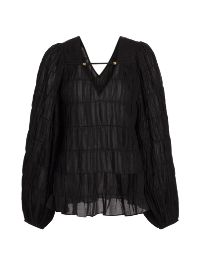 Shop Aje Women's Evelina Ruched Blouse In Black