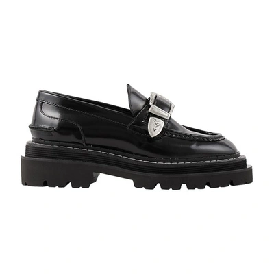 Shop Sandro Leather Loafers In Black