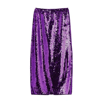 Shop Sandro Sequin Midi Skirt In Violet