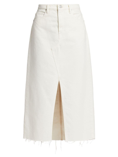 Shop Frame Women's The Midaxi Angled Seam Denim Skirt In Ecru