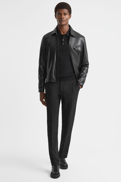 Phantom Reiss Black Foster Leather Zip-through Jacket In Black