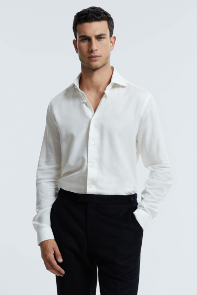 Shop Atelier Italian Cotton Cashmere Shirt In White