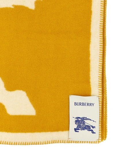 Shop Burberry Logo Blanket In Yellow