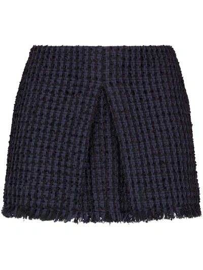 Shop Dsquared2 Tweed Frayed-hem Miniskirt In Navy Blue