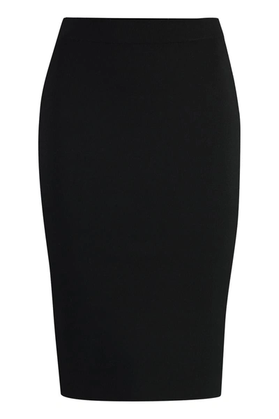 Saint Laurent Woman Midi Skirt Black Size L Wool, Polyamide, Recycled Elastane In Black