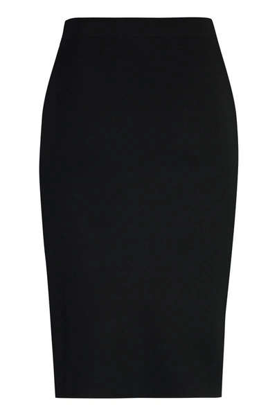 Saint Laurent Woman Midi Skirt Black Size L Wool, Polyamide, Recycled Elastane In Black
