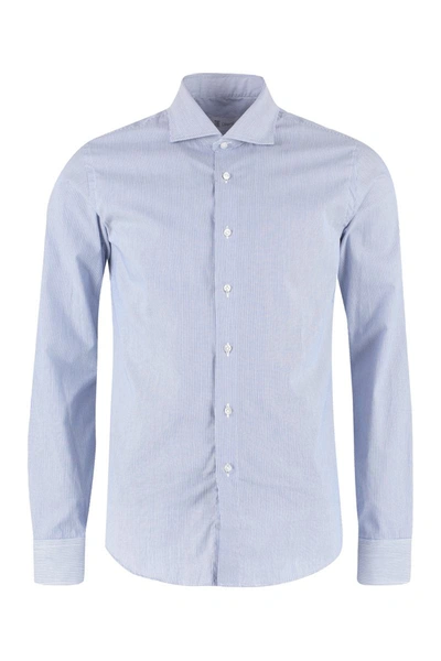 Shop The (alphabet) The (shirt) - Striped Cotton Shirt In Blue