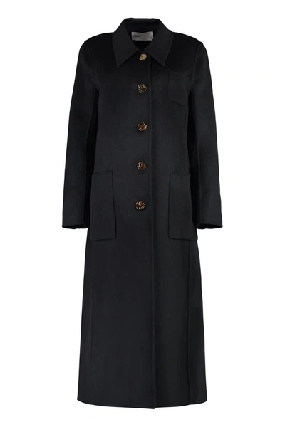 Tory Burch Single-breasted Wool Jacket With Embellished Buttons In Black
