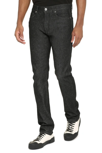 Shop Versace 5-pocket Slim Fit Jeans In Black