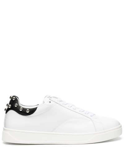 Shop Lanvin White Studded Leather Sneakers