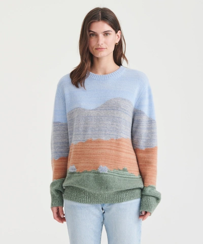 Shop Naadam Unisex Signature Cashmere Goat Mongolia Landscape Sweater In Blue Combo