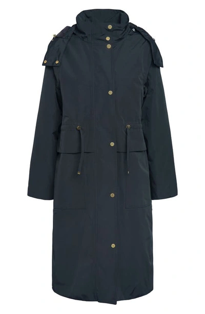 Shop Barbour Lotte Hooded Waterproof Trench Coat In Black/ Muted