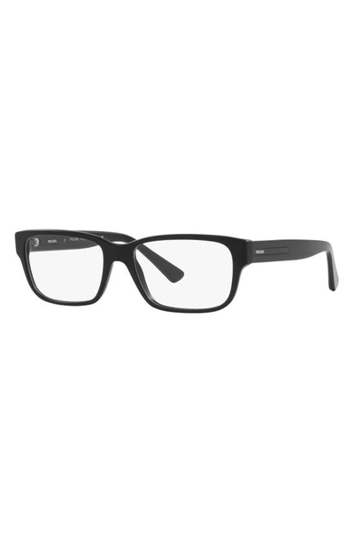 Shop Prada 56mm Rectangular Optical Glasses In Matte Black