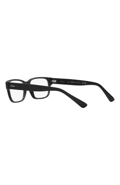 Shop Prada 56mm Rectangular Optical Glasses In Matte Black