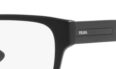Prada 56mm Rectangular Optical Glasses In Matte Black