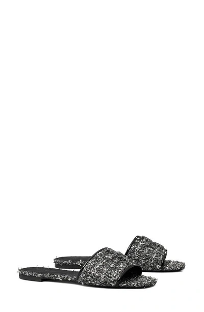 Shop Tory Burch Eleanor Pavé Slide Sandal In Silver Confetti/ Perfect Black