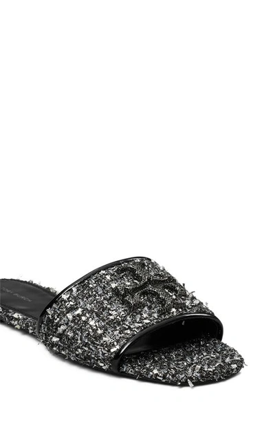 Shop Tory Burch Eleanor Pavé Slide Sandal In Silver Confetti/ Perfect Black