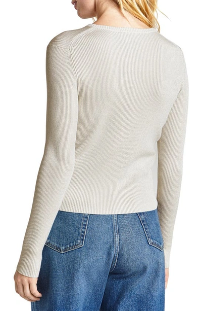 Splendid Peyton Lurex Knit Keyhole Sweater In White Sand