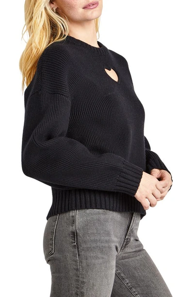 Shop Splendid Elisa Heart Cutout Sweater In Black