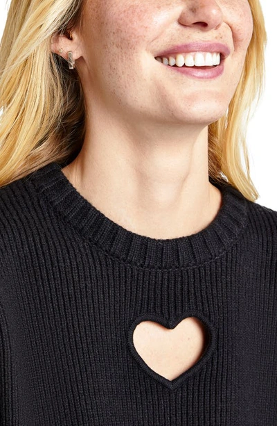 Shop Splendid Elisa Heart Cutout Sweater In Black