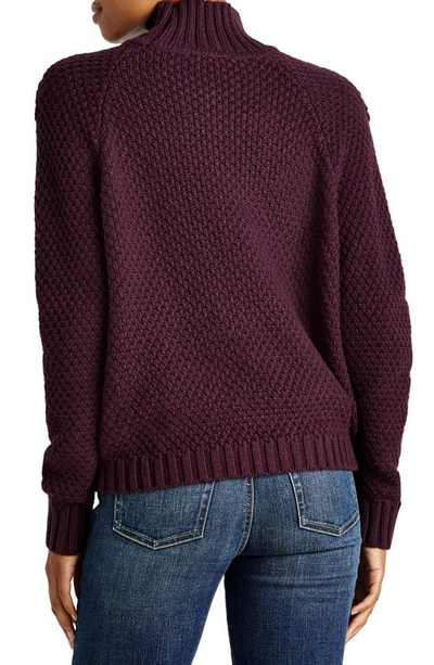 Shop Splendid Maggie Mixed Stitch Mock Neck Sweater In Deep Plum