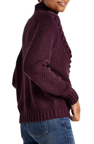 Shop Splendid Maggie Mixed Stitch Mock Neck Sweater In Deep Plum