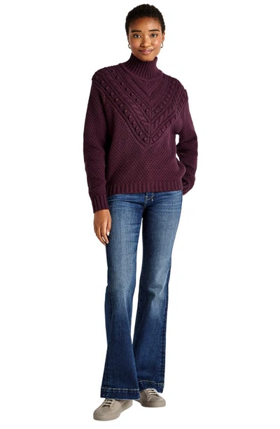 Shop Splendid Maggie Mixed Stitch Mock Neck Sweater In Deep Plum