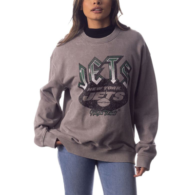 Shop The Wild Collective Unisex  Gray New York Jets Distressed Pullover Sweatshirt