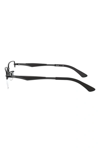 Ray Ban 53mm Semi Rimless Rectangular Optical Glasses In Matte Black