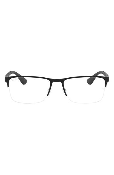 Shop Ray Ban 54mm Semi Rimless Rectangular Optical Glasses In Matte Black