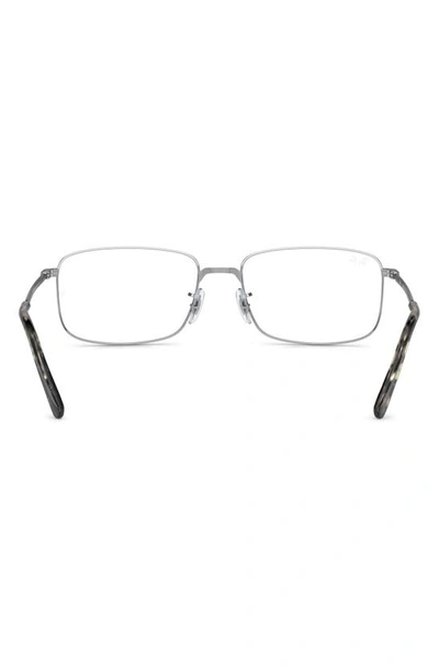 Shop Ray Ban 57mm Rectangular Optical Glasses In Silver