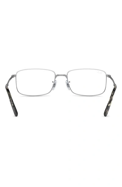 Ray Ban 57mm Rectangular Optical Glasses In Silver