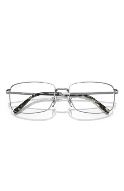 Shop Ray Ban 57mm Rectangular Optical Glasses In Silver