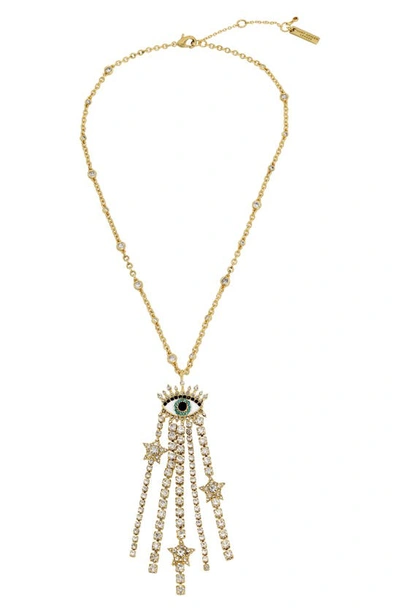 Shop Kurt Geiger London Evil Eye Pendant Necklace In Gold Crystal