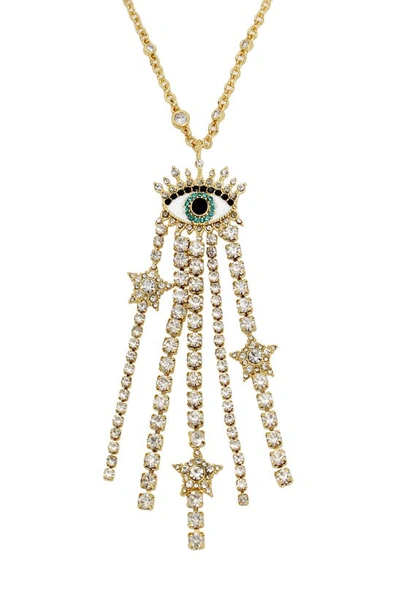 Shop Kurt Geiger Evil Eye Pendant Necklace In Gold Crystal