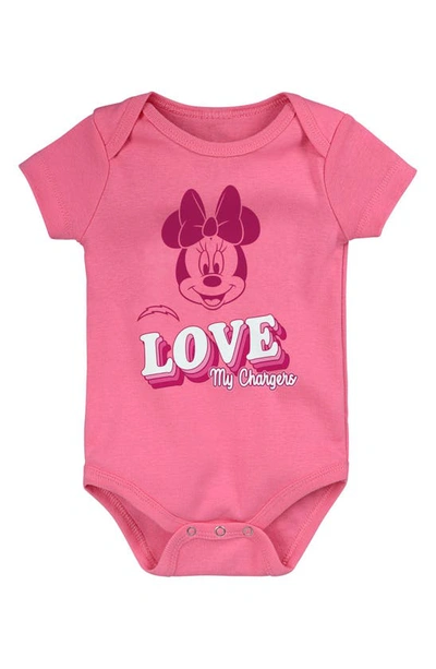 Shop Nfl X Disney Minnie Mouse Love My Los Angeles Chargers Cotton Bodysuit In Dark Pink