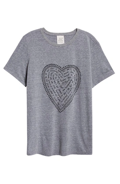 Shop Cinq À Sept Rhinestone Love Letter Heart T-shirt In Heather Grey/ Black