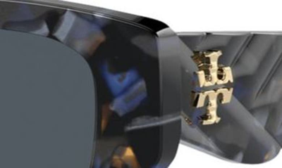 Shop Tory Burch 53mm Polarized Rectangular Sunglasses In Dark Grey