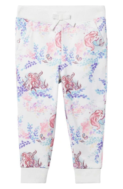 Shop Janie And Jack X Disney Kids' 'the Little Mermaid' French Terry Graphic Joggers In White Multi